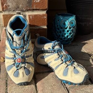 Merrell Chameleon II Stretch Taupe Teal Performance Sneakers Women’s Size 8.5